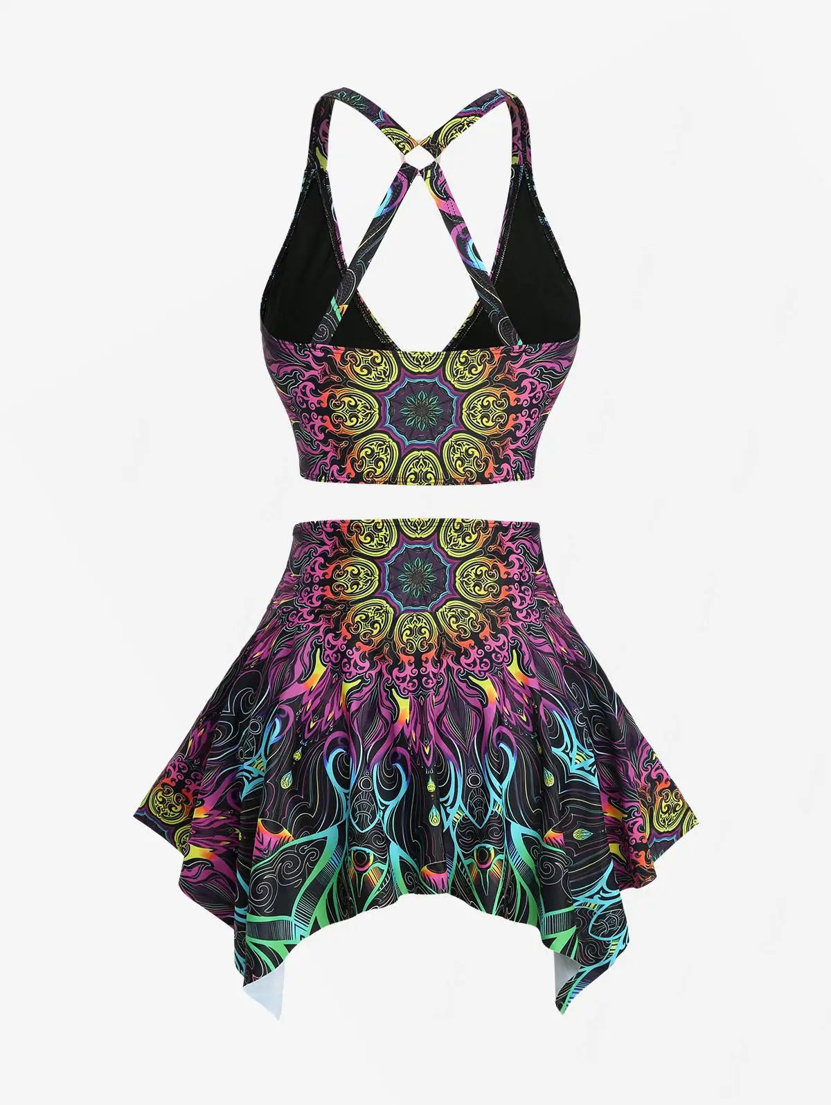 Plus Size Tankini Swimsuit Two Pieces Floral Pattern Printed