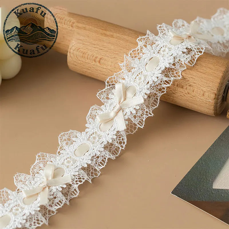 1 Yard Lace Trim Pleated Fabric Ruffle Ribbon Edge
