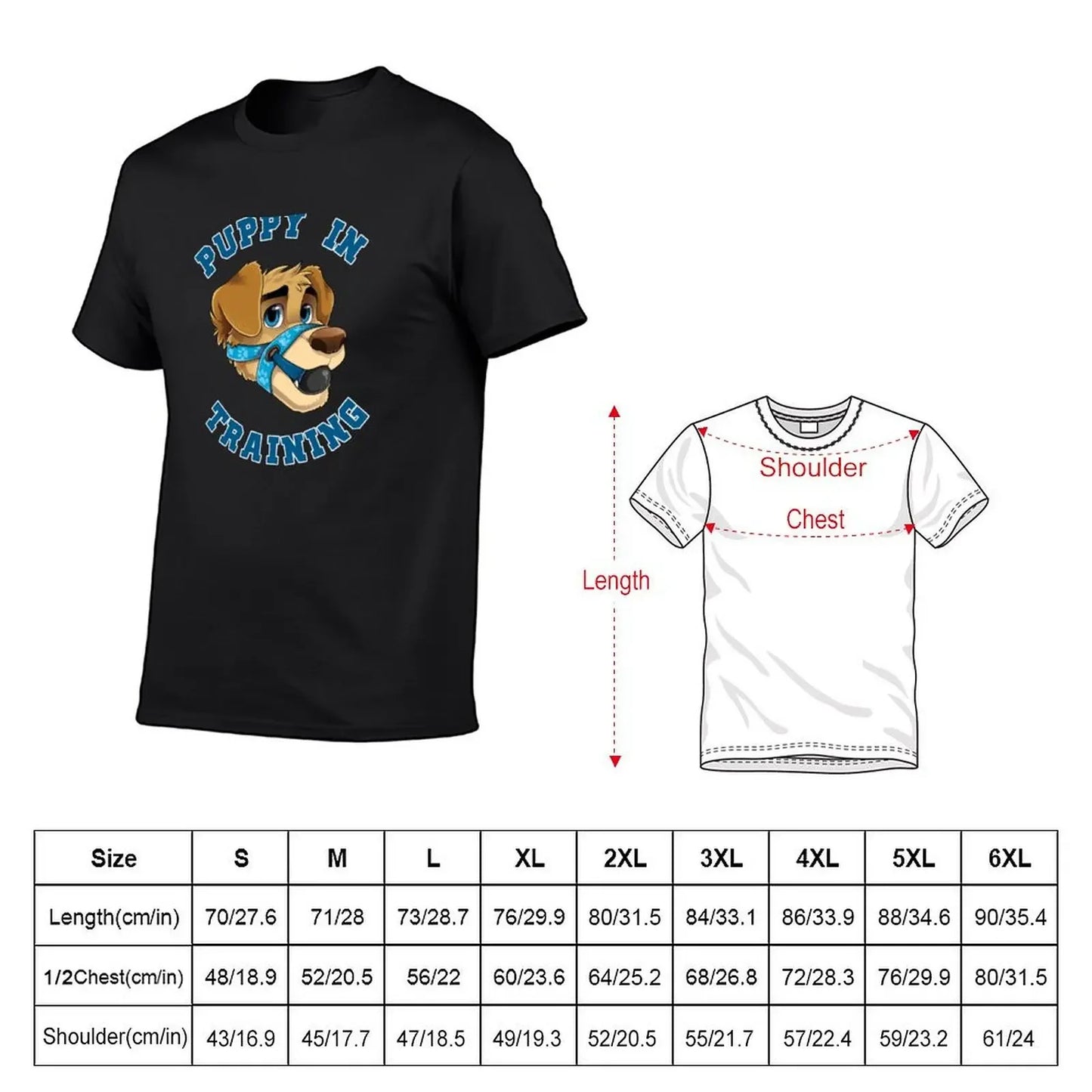 Puppy in Training- Pup Play Kink Design T-shirt up to 6XL