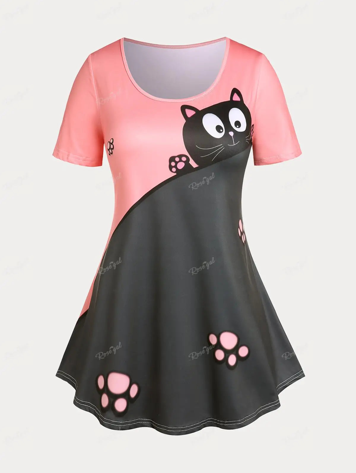 Summer T-Shirt, Cute Cat Print Tee
