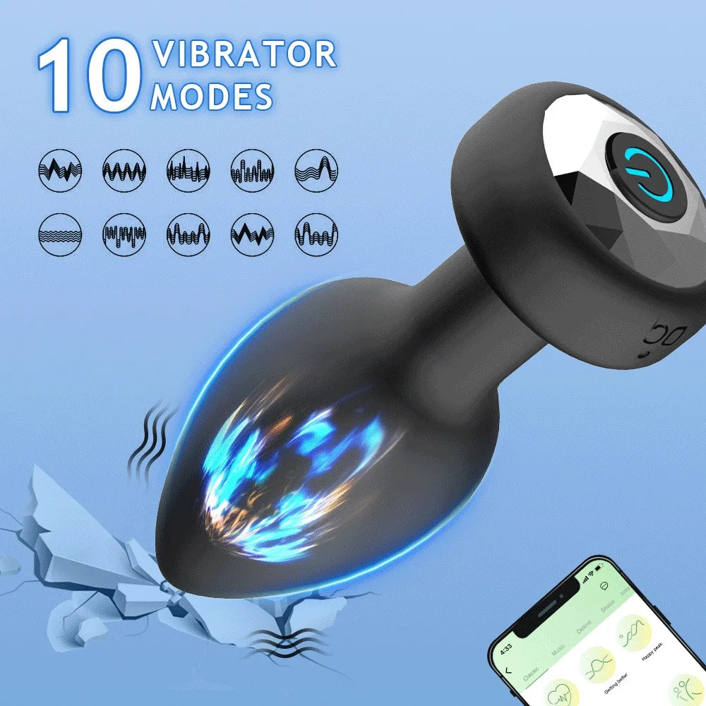 APP/Remote Control Anal Vibrator Wireless Bluetooth Butt Plug Stimulator Male Prostate Massager