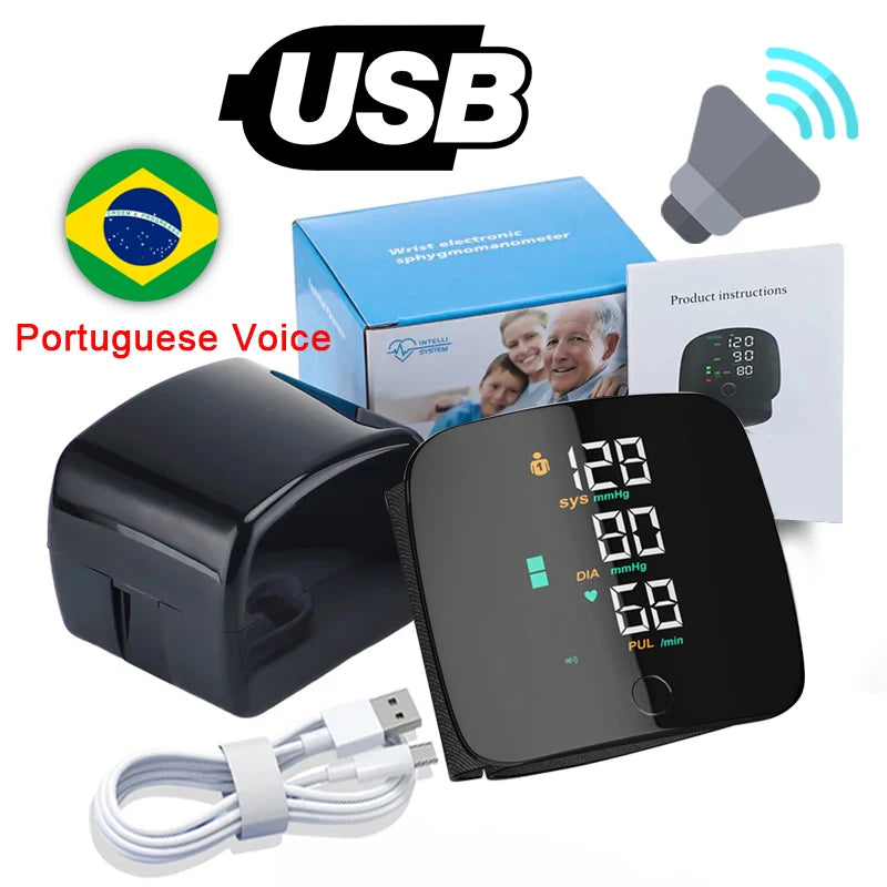 LED Wrist Blood Pressure Monitor Rechargeable