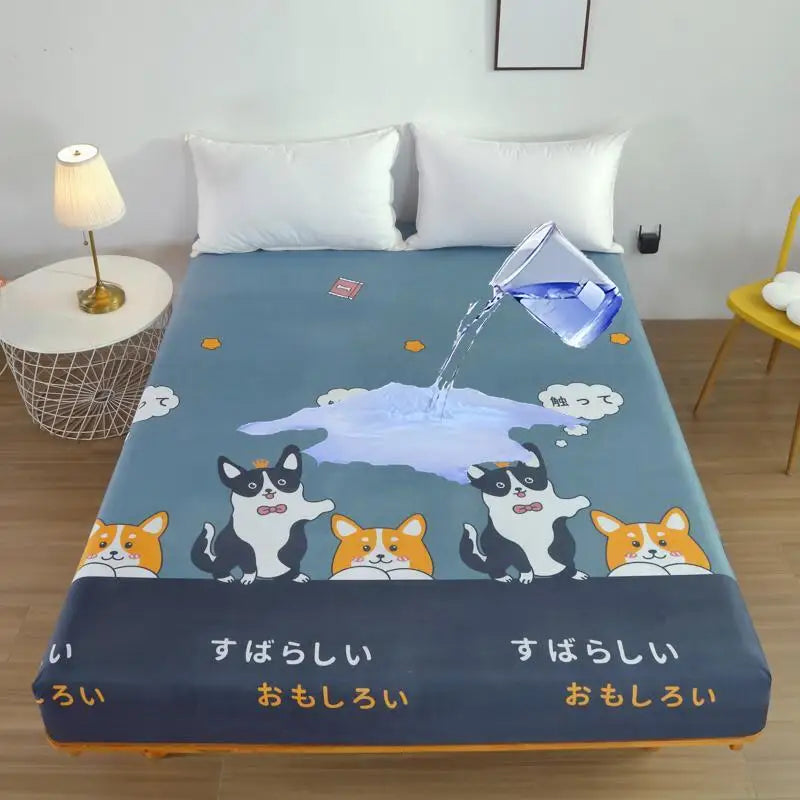 Kuup-Polyester 360° waterproof Cartoon Fitted Sheet Only(no pillowcase)
