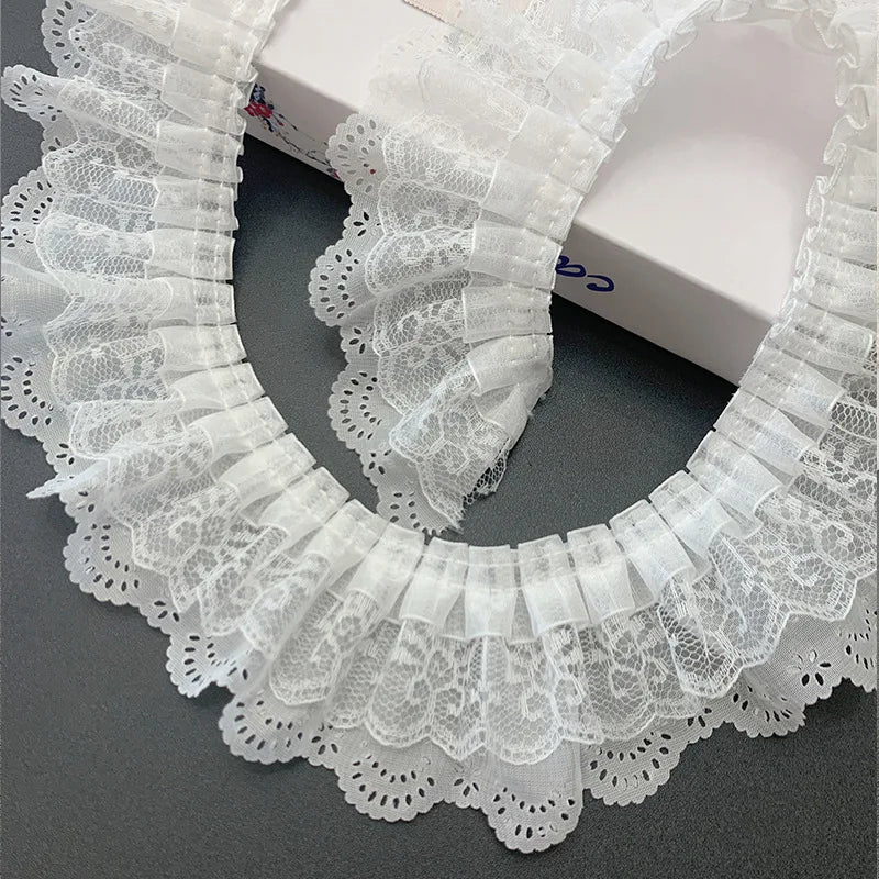 2/5/10Yards Three Layer White Lace Fabric