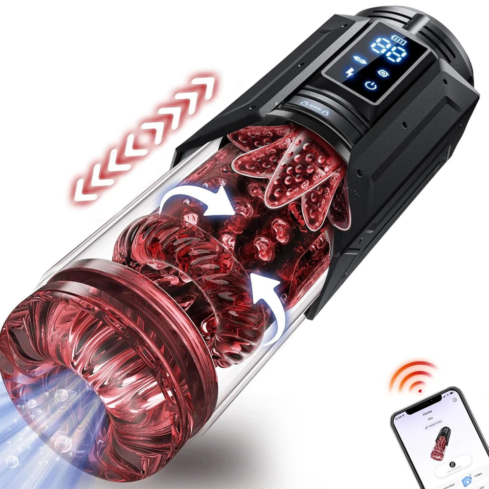 Male Masturbator with 7 Sucking Thrusting Rotating & 7 Licking Modes, Adult Toys