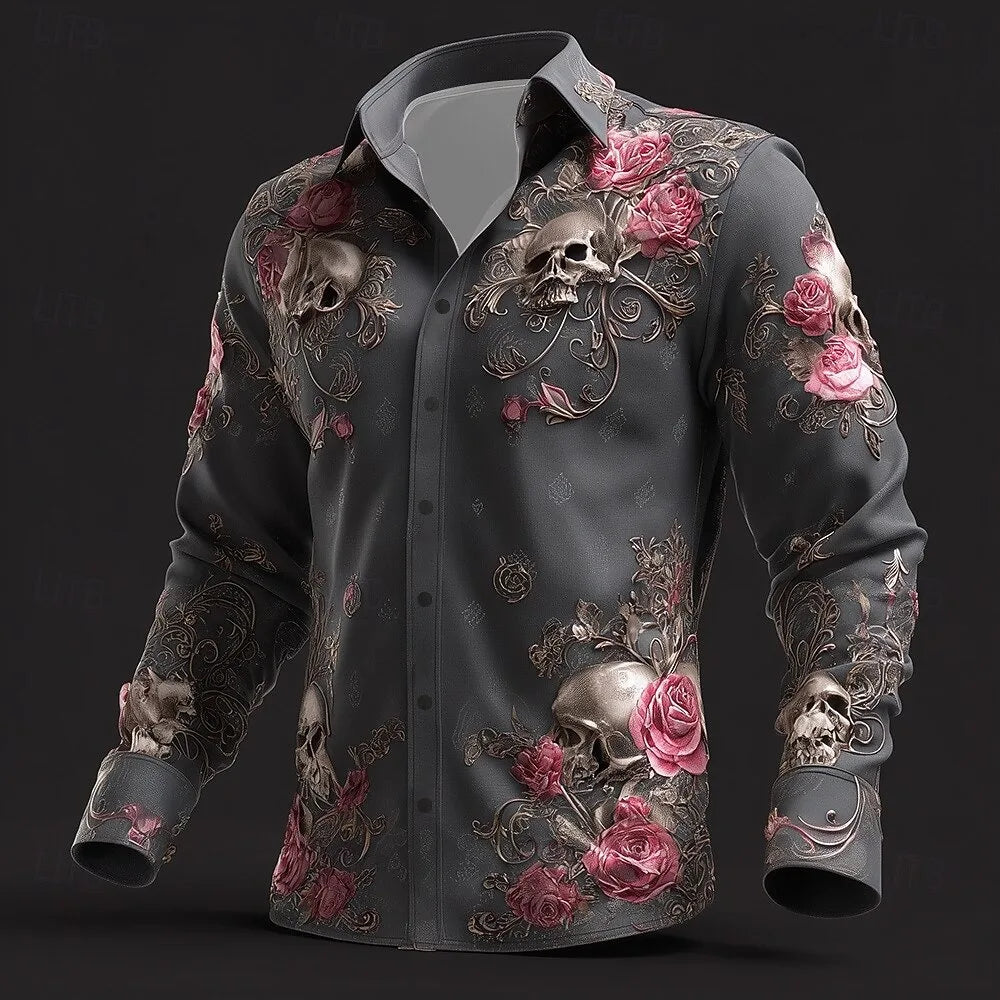 Long sleeved shirt 3D skull print quality