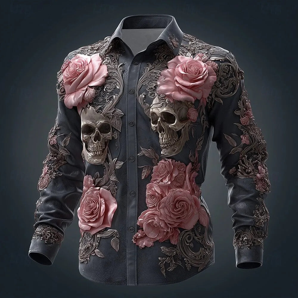 Long sleeved shirt 3D skull print quality