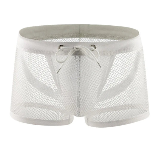 Mens Boxers Shorts Transparent Mesh Breathable Pouch Underpants