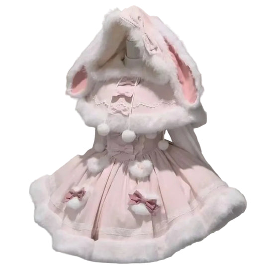 Lolita Style 2-Piece  Kawai Bunny Hooded Cloak Set