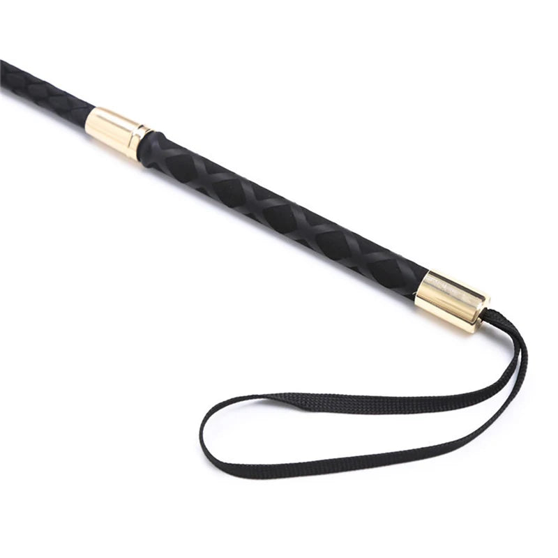57CM Cat Shape Top Leather Long Straight Whip Riding Crop Flogger
