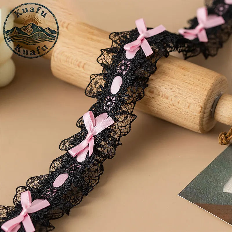 1 Yard Lace Trim Pleated Fabric Ruffle Ribbon Edge