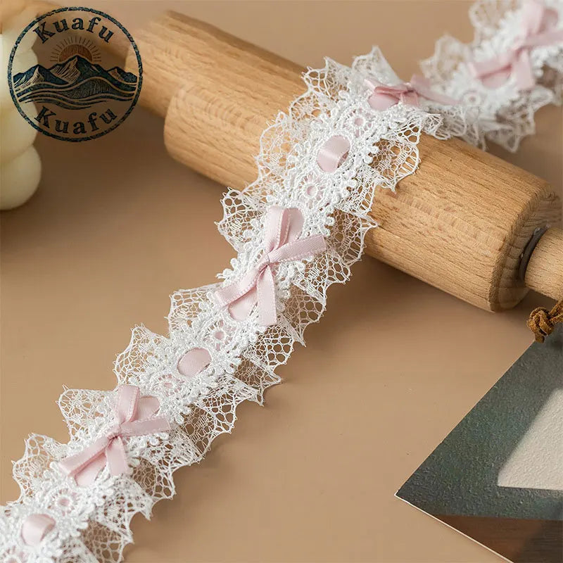 1 Yard Lace Trim Pleated Fabric Ruffle Ribbon Edge