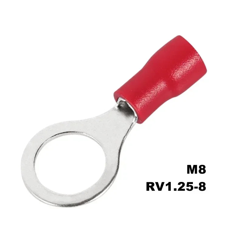 10/50/100Pcs Insulated Ring Terminal Crimp Connector Ring Cable Wire Connectors Cord Pin End Butt Terminals RV1.25 RV2 RV5.5