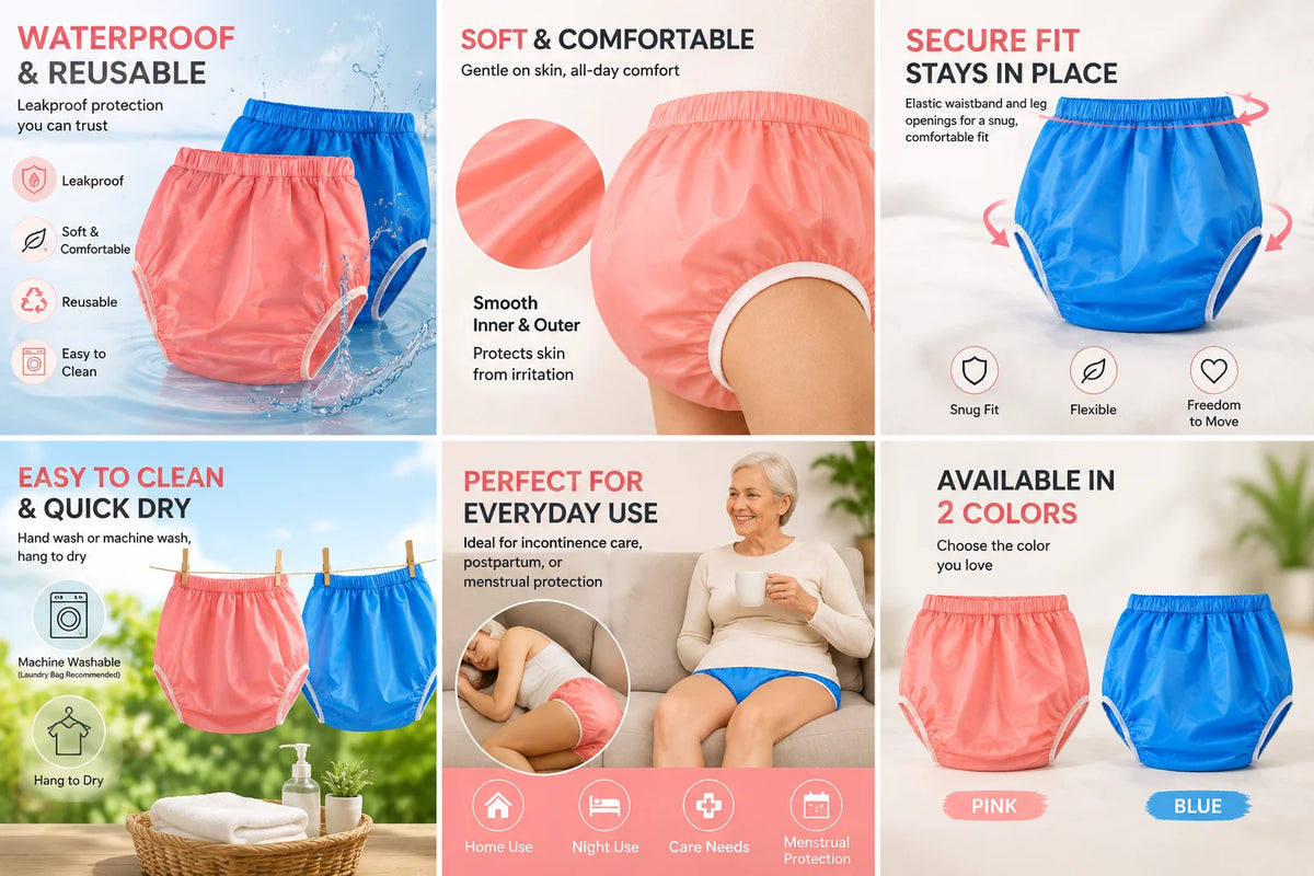 Water Resistant Reusable Diaper Cover Adult Incontinence Plastic Pants Leakproof Underpant Special Need Underwear Briefs