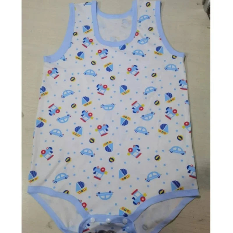 ABDL Sleeveless Casual Snap Button Cartoon Pattern Jumpsuit Plus Size
