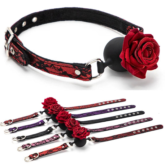 Rose Mouth Gag Retro Lace Pattern BDSM Bondage