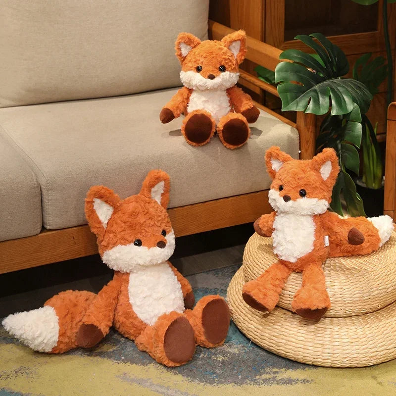 35cm/50cm Cute Fluffy Fox Plush Toy Soft Cartoon Orange Foxes
