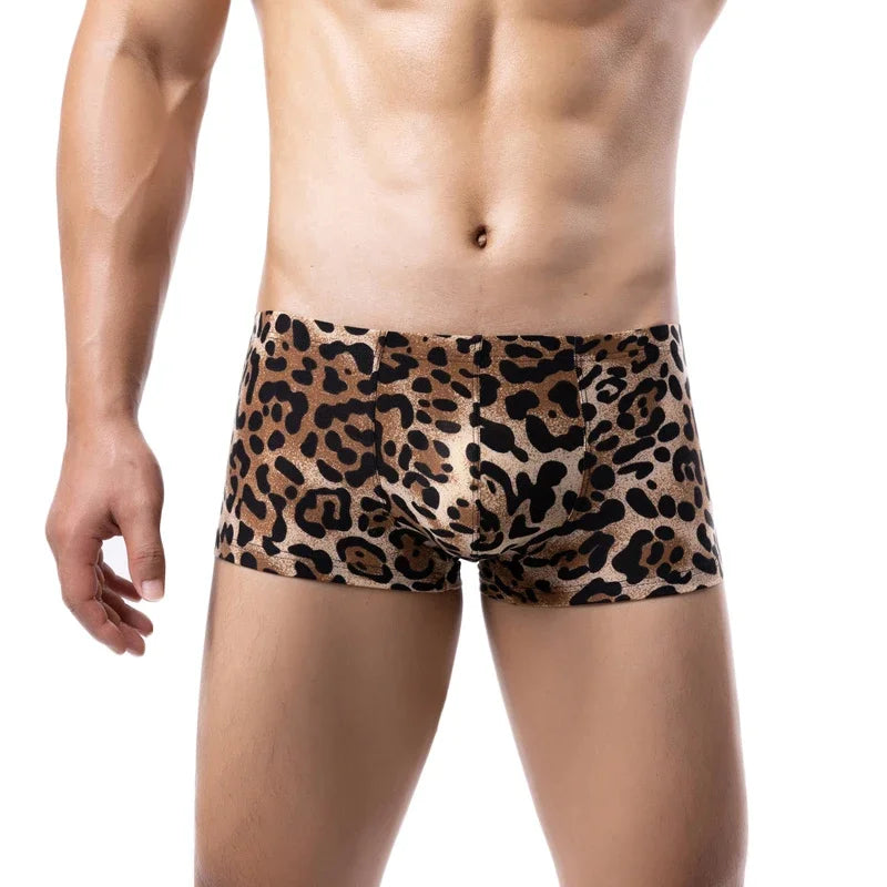 Men's Leopard Pattern Low Waist Soft Boxershorts