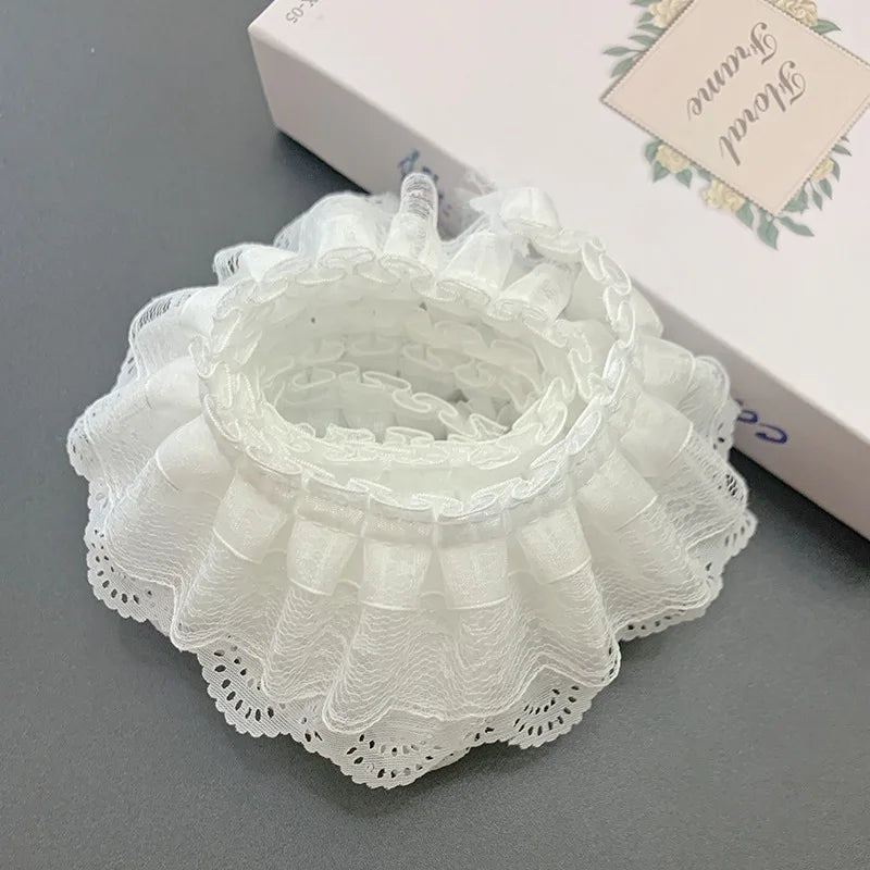 2/5/10Yards Three Layer White Lace Fabric