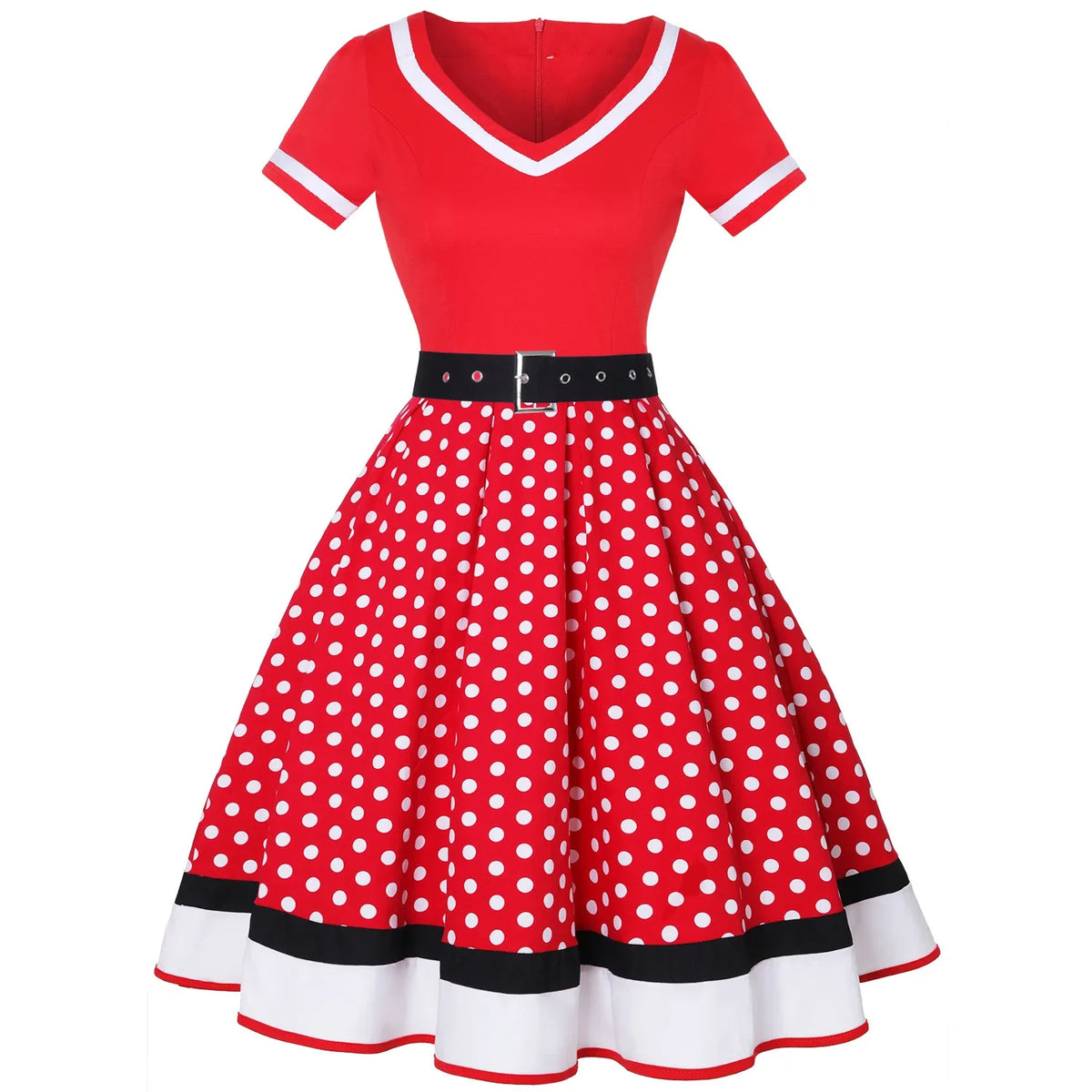 Vintage 50s 60s Mummy Vintage Party Dress With Belt Polka Dot Print Short Sleeve Hepburn Robe Pin Up Rockabilly Dresses