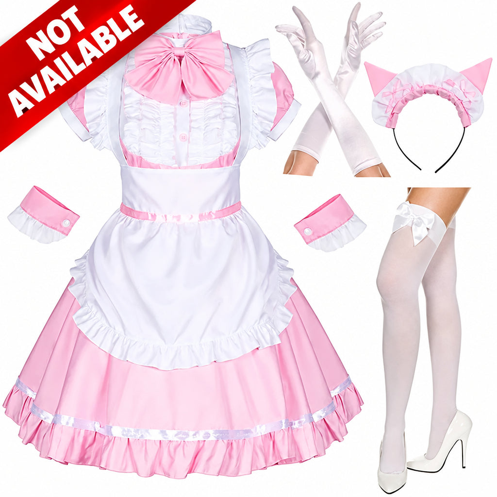 S-3XL Black White Cat Maid Outfit Cosplay Cute Soft Girl Maid Uniform Appealing Set Stage Waiter Costumes