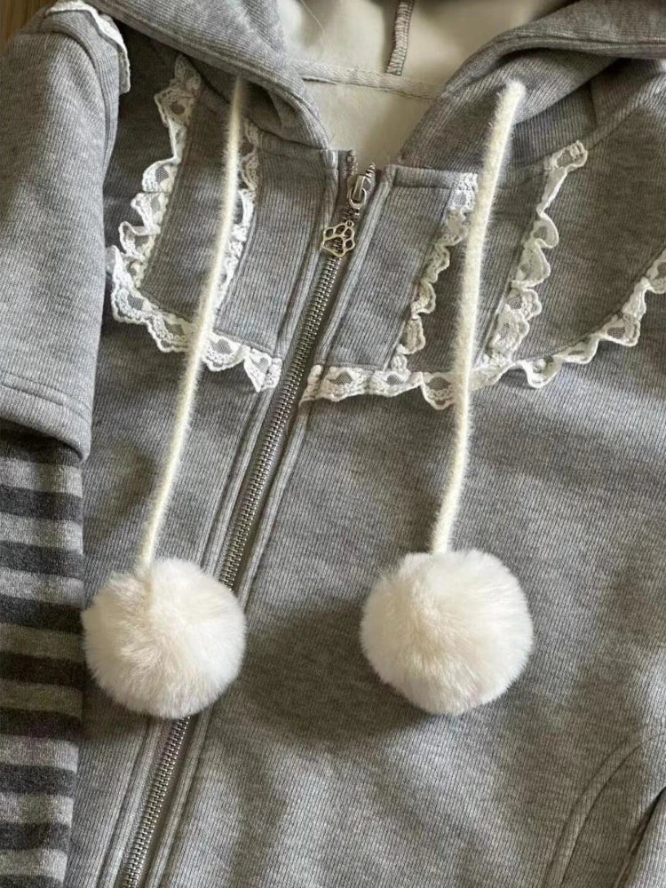 Kawaii Long Sleeve Hoodie with Cat Ears