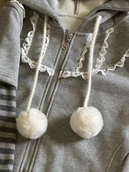 Kawaii Long Sleeve Hoodie with Cat Ears