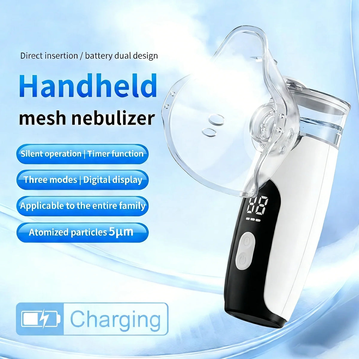 Medical Silent Ultrasonic Nebulizer Automizer Handheld Respirator Portable Asthma Humidifier for Kids Children Adult Health Care