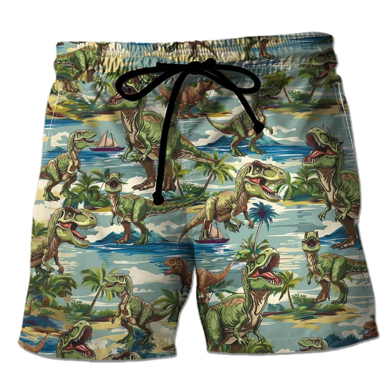 Funny 3D Printing Dinosaur Beach Shorts