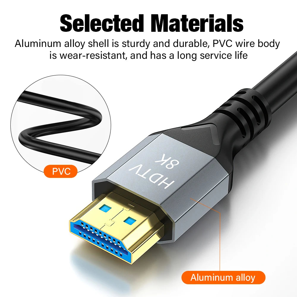 UHD 8K HDMI 2.1 Cable 48Gbps High Speed 4K@120Hz 8K@60Hz Long Wire 2m 3m 5m 8m 10m