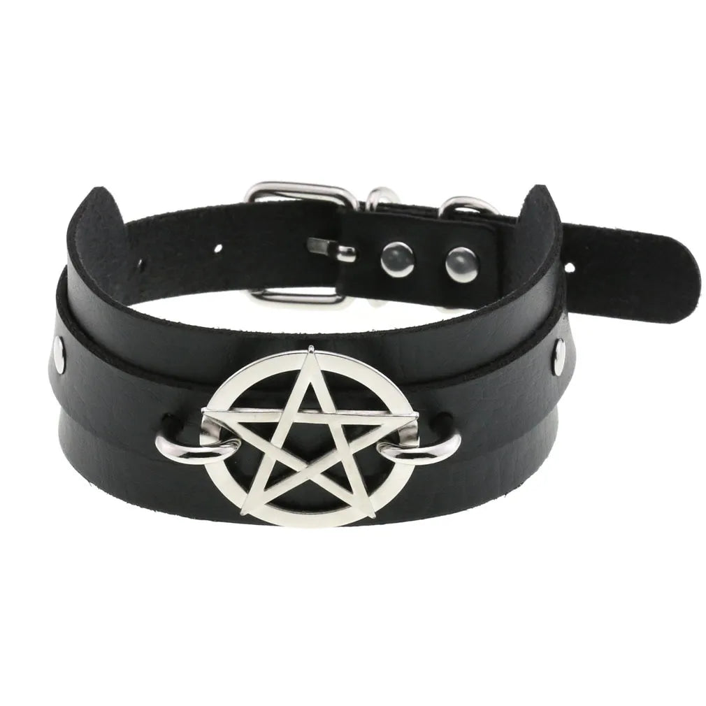 Gothic PU Leather Tassel Chain Choker Collars