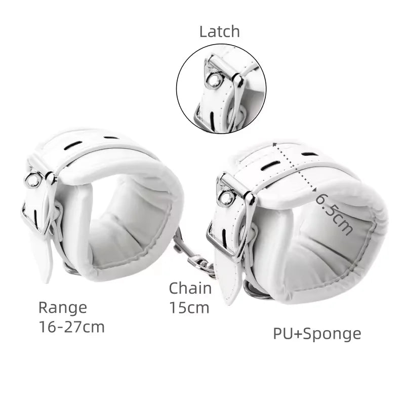Sponge Metal Chain Handcuffs Ankle Cuff Collar Bondage Toy Kit