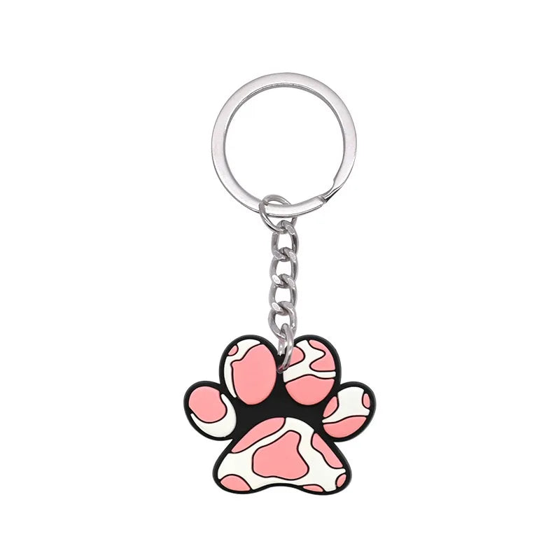 1-21Pcs Lovely Dog Paw PVC Keychain Backpack Charm Pendant