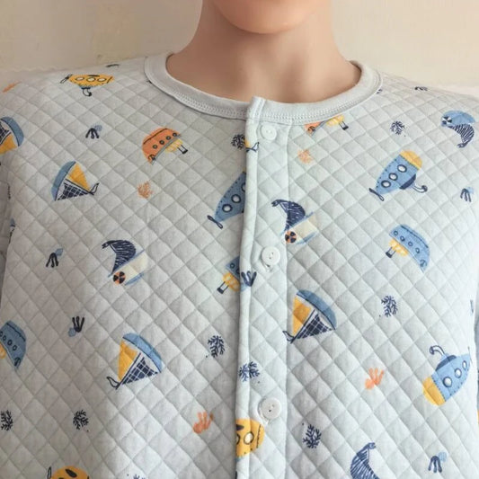 Adult Jumpsuit Plus Size Thicken Cotton Cute Cartoon Print Open Crotch ABDL Bodysuit Autumn Winter Warm DDLG Onesie Pajamas