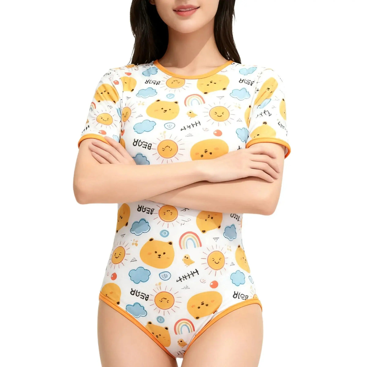 Sun bear printing bodysuit/adult onesie/abdl clothes
