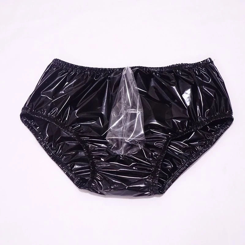 Men's Loose Fit PVC Plastic Underwear with Front Bag