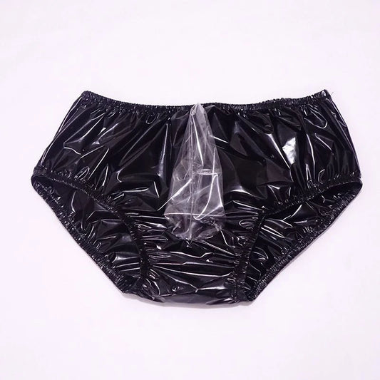 Men's Loose Fit PVC Plastic Underwear with Front Bag