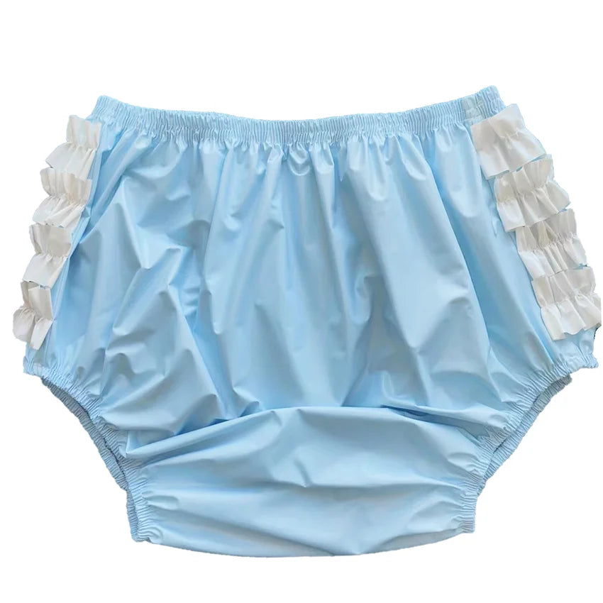 LanggKee Haian Baby PVC Frilly Pull-on Plastic Pants Color Blue