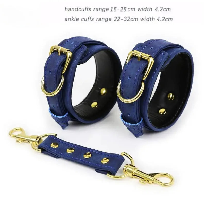 Premium Grain Blue Bondage Kit Restraints Set Erotic BDSM Adult