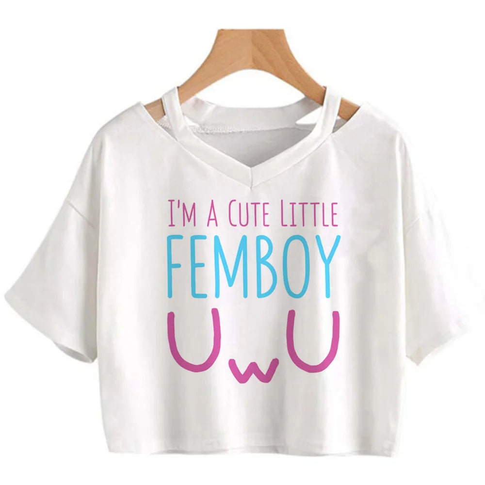 Femboy 90s vintage aesthetic crop top streetwear  2000s aesthetic tshirt
