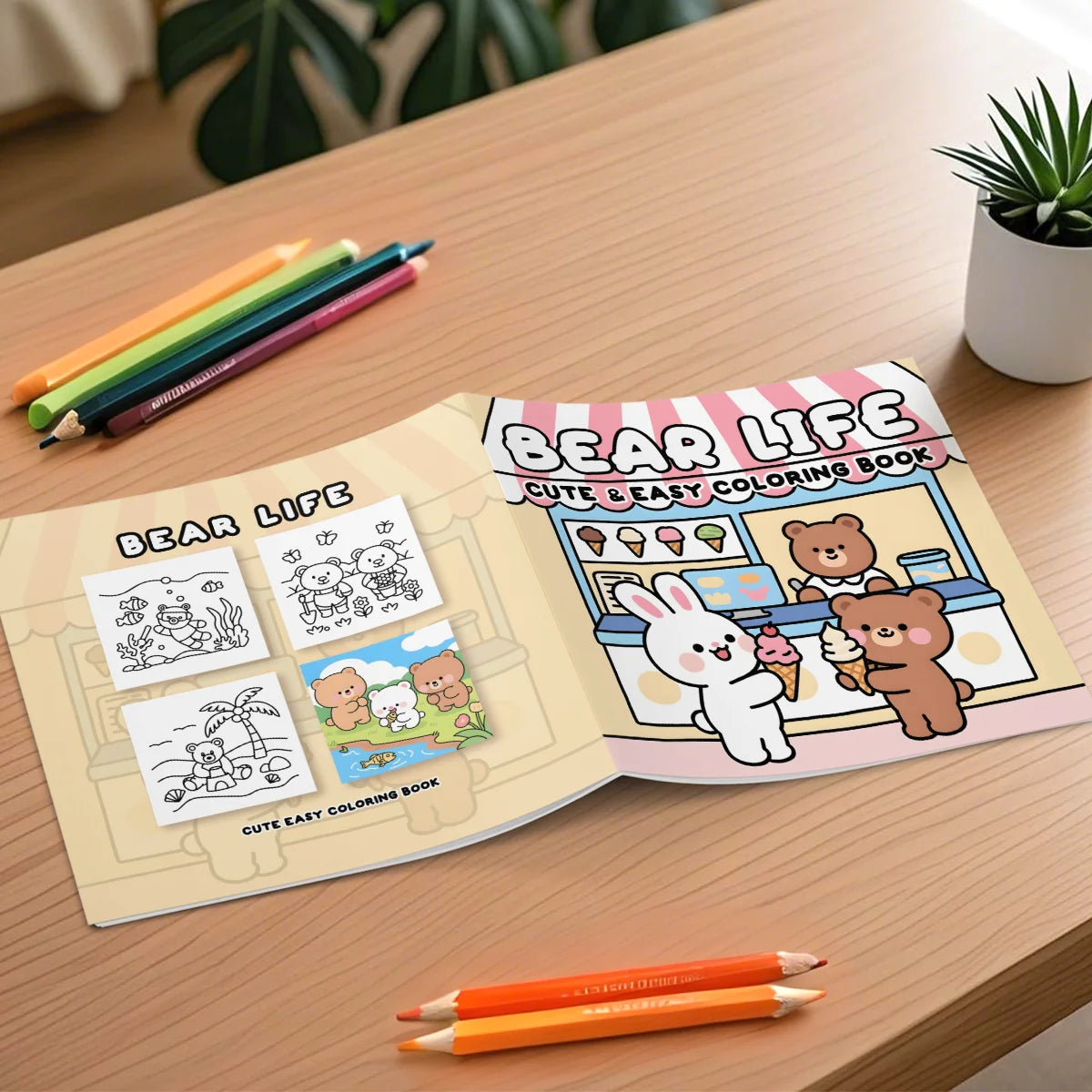 BEAR LIFE Cute & Easy Colouring Book