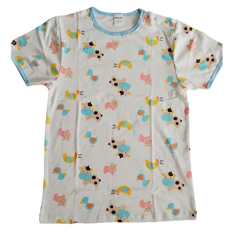 Plus Size ABDL Baby Cartoon Pattern T shirt With Snaps At One Shoulder