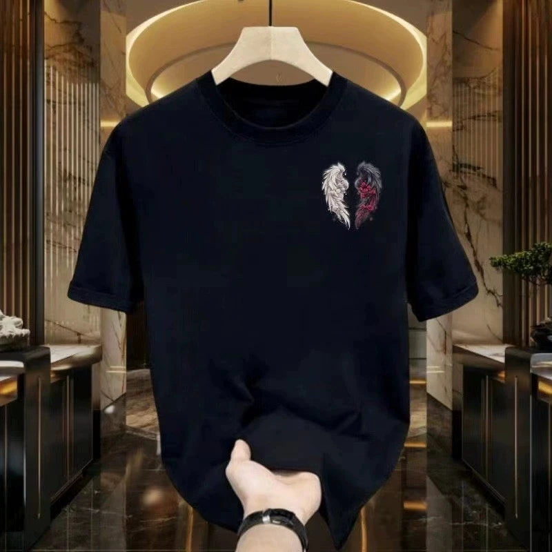 Men's Cotton Print T-shirts Black Up To Size 5XL
