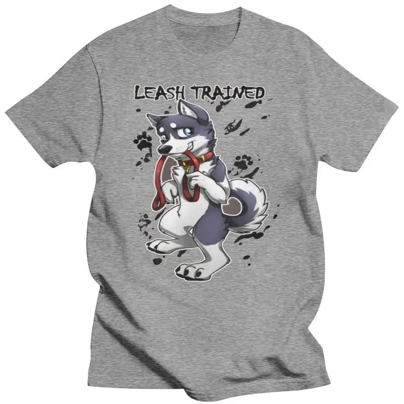 Unisex T shirt Funny Leash Trained - Husky  Printed T-Shirt