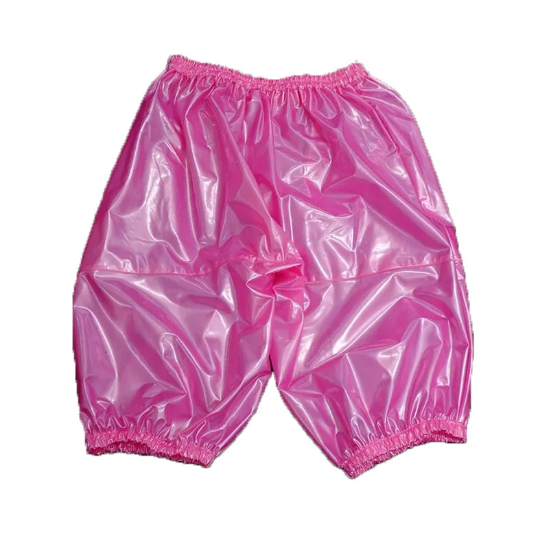 ABDL Soft Smooth Half Diaper Pants, Pants Glossy PVC Plastic Shorts Waterproof
