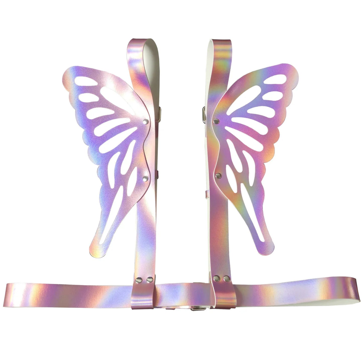 New PU leather Angel Butterfly Wings strap laser colorful reflective body belt shoulder strap