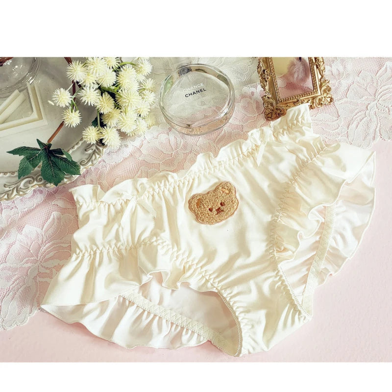 Milk Silk Middle Waist Lovely Cartoon Bear Panties