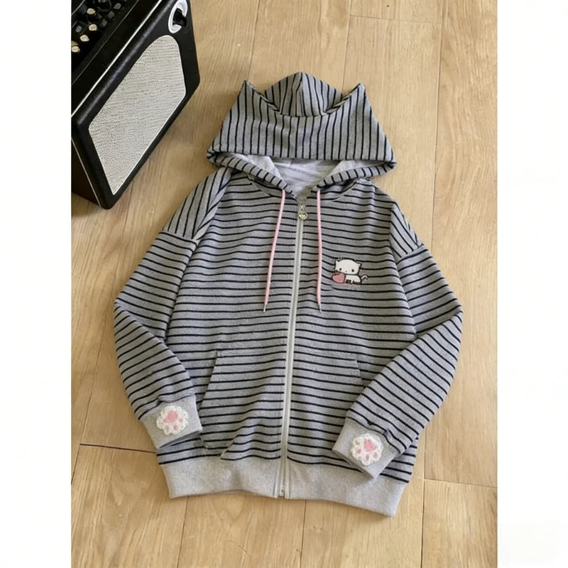 Kawaii Long Sleeve Hoodie with Cat Ears