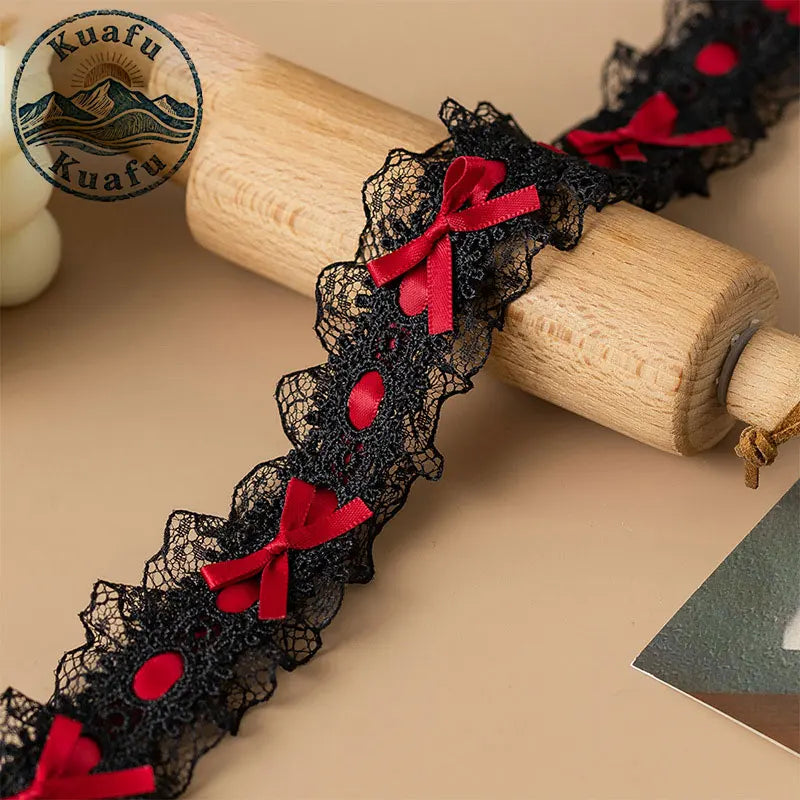 1 Yard Lace Trim Pleated Fabric Ruffle Ribbon Edge
