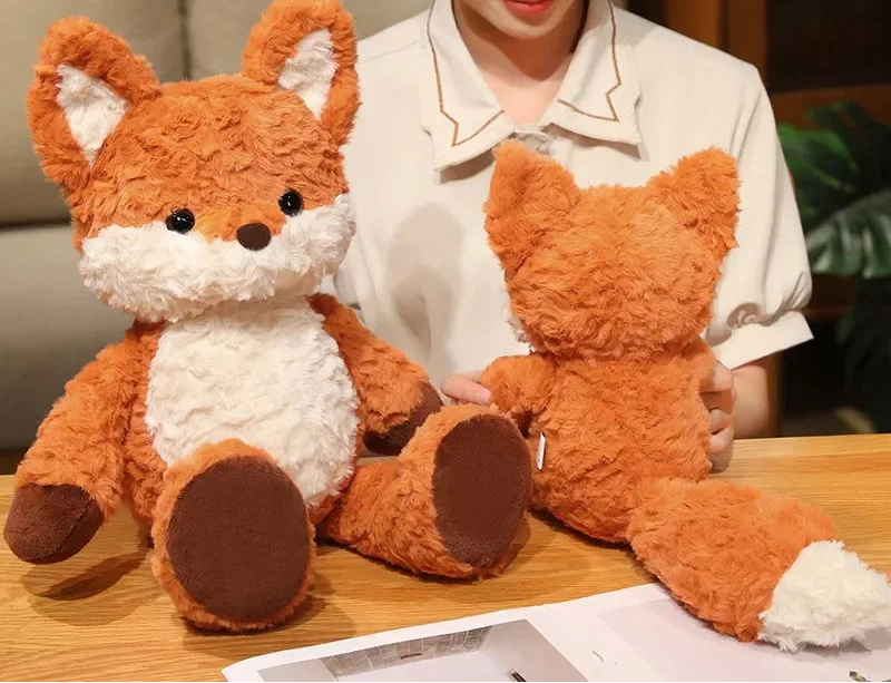 35cm/50cm Cute Fluffy Fox Plush Toy Soft Cartoon Orange Foxes